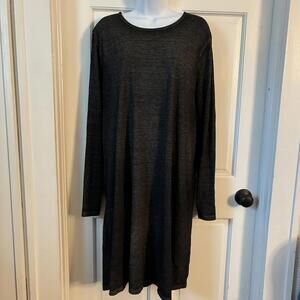 Faded Glory Dark Heather Gray Loose-Fit Midi Dress w Back Tie-String - XL 16-18